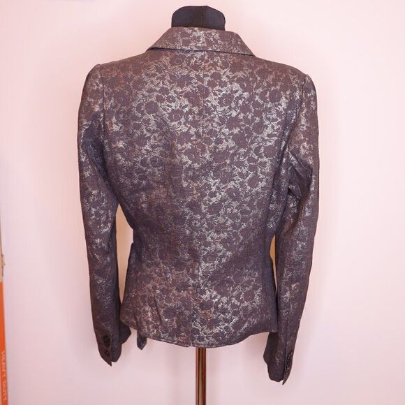 Dries Van Noten Brocade Floral Silk Blend Metallic Wrap/Tie Blazer Sz 8 - Picture 2 of 8